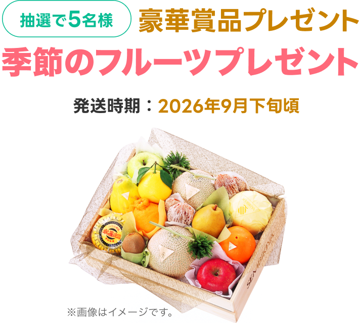 抽選で5名様 豪華賞品プレゼント 季節のフルーツ 京橋千疋屋 発送時期：2026年9月下旬頃